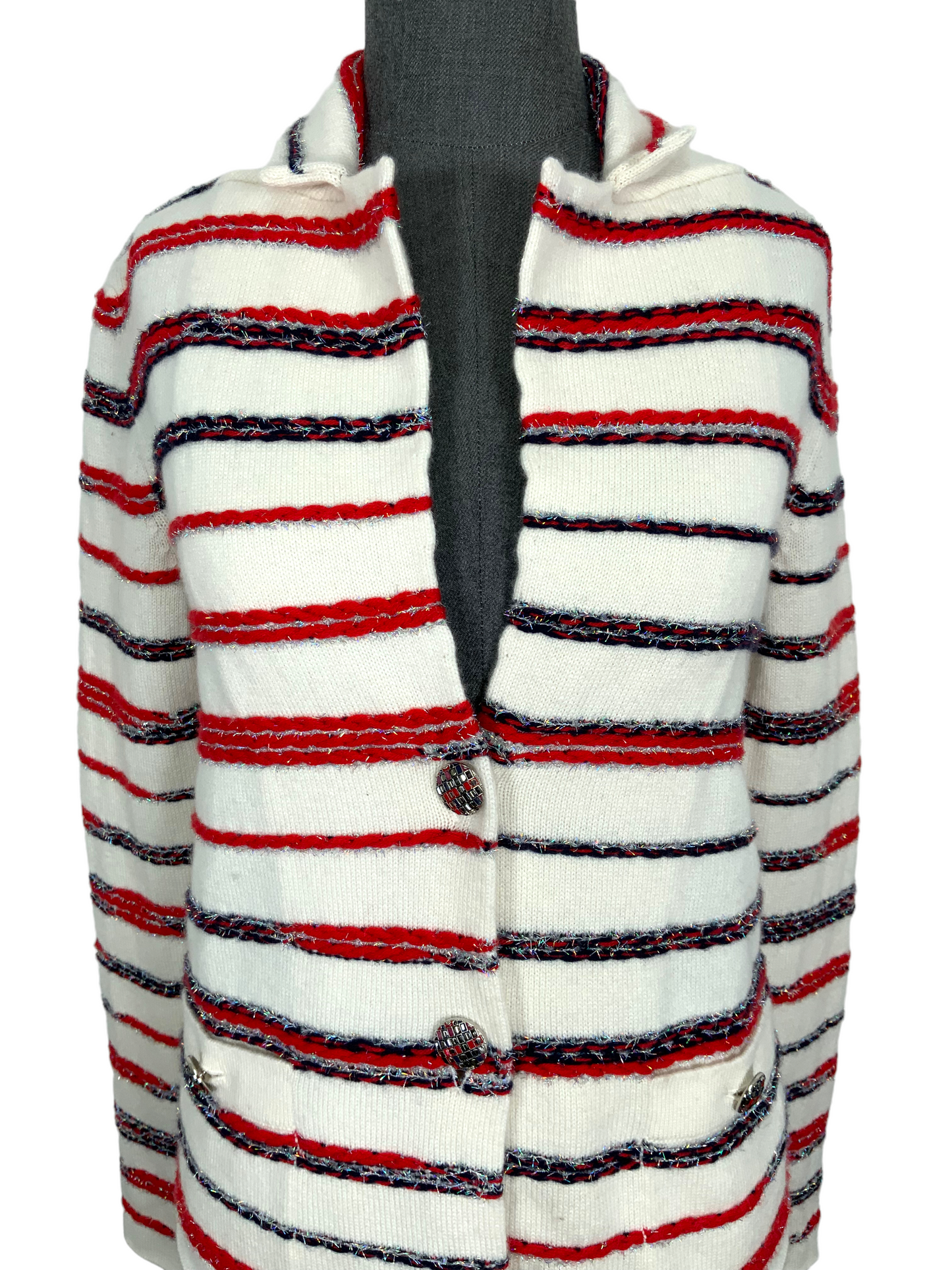 CHANEL 20S Striped Cashmere Jacket Size S