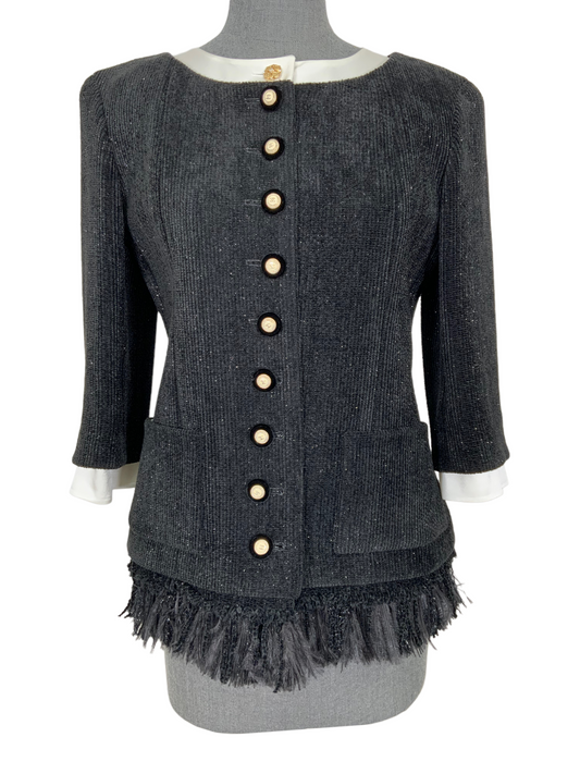CHANEL Metallic Chenille Velvet Jacket Size M