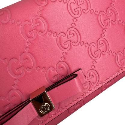 GG Pink Guccissima Bow Continental Long Wallet