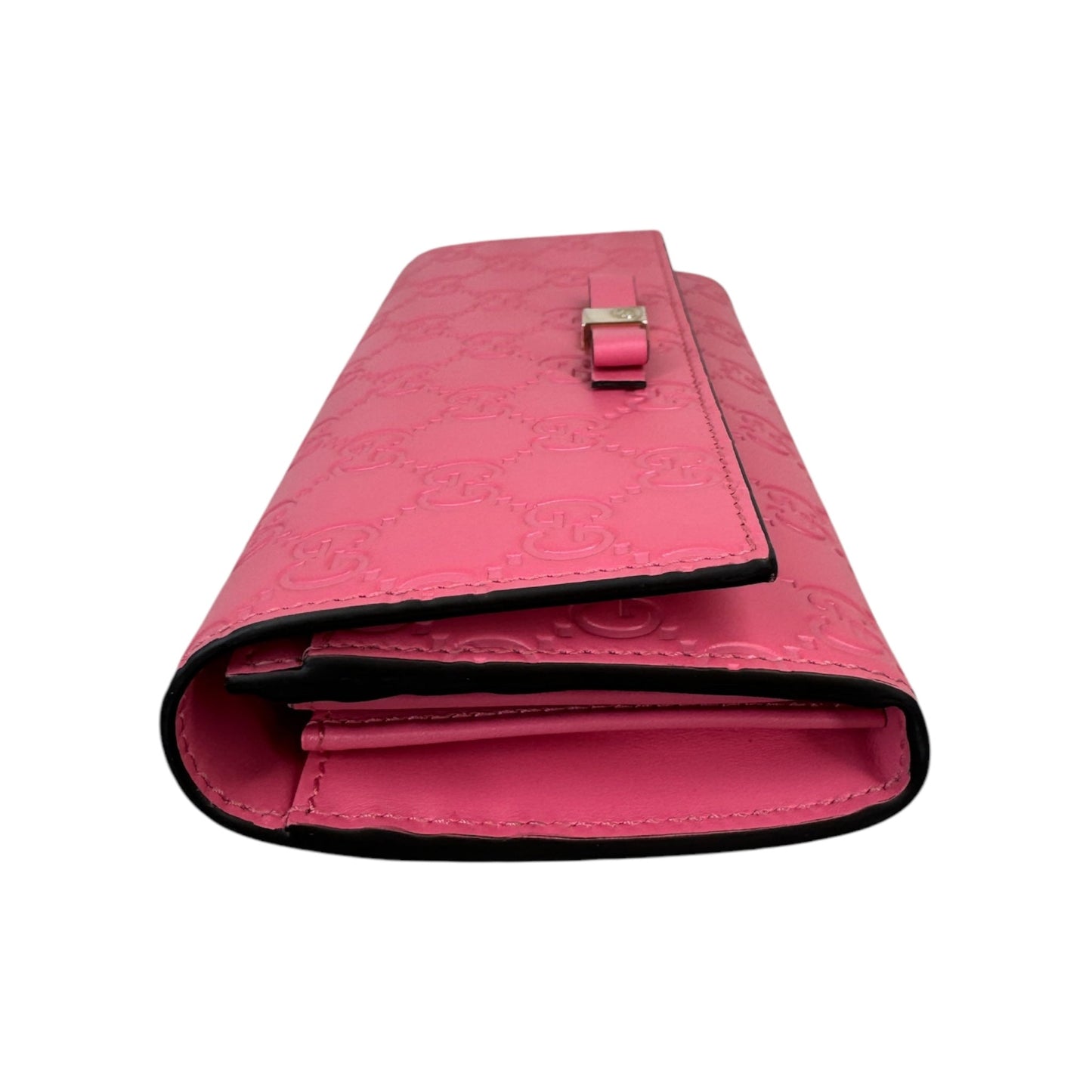 GG Pink Guccissima Bow Continental Long Wallet