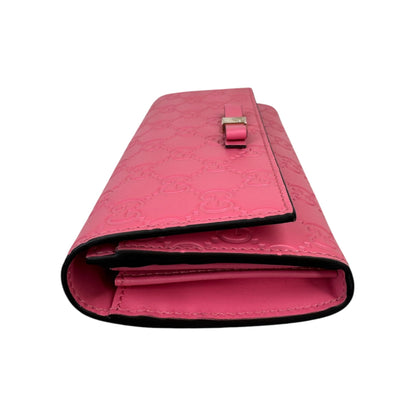 GG Pink Guccissima Bow Continental Long Wallet