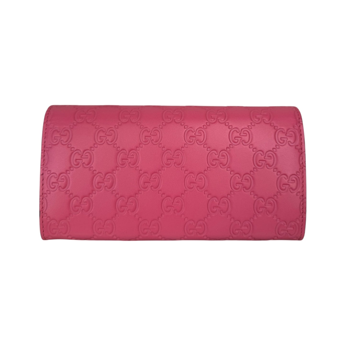 GG Pink Guccissima Bow Continental Long Wallet