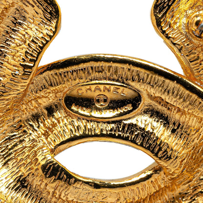 Gold Chanel Gold Plated CC Quilted Brooch