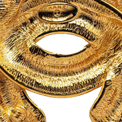 Gold Chanel Gold Plated CC Quilted Brooch