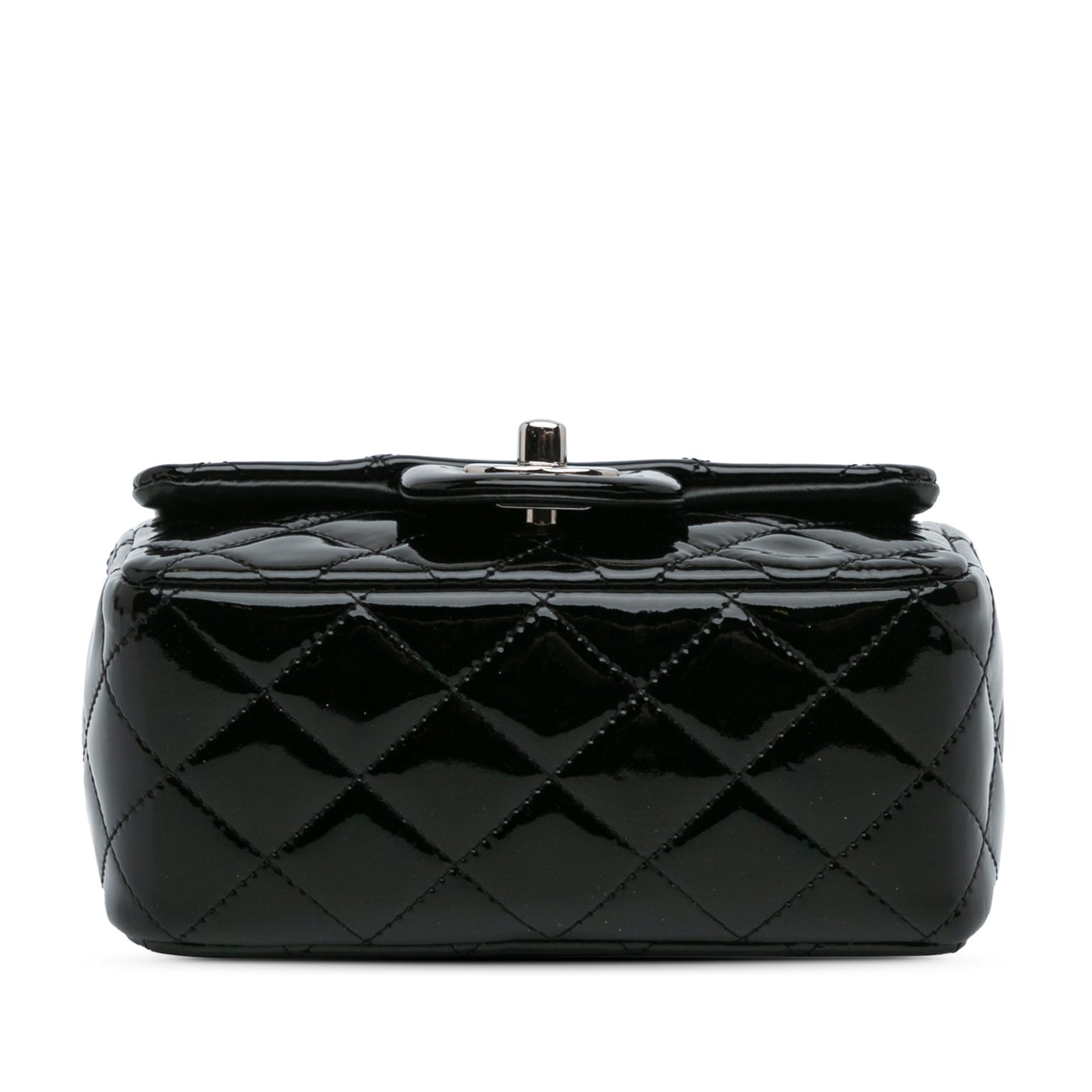 Black Chanel Mini Square Classic Patent Single Flap Crossbody Bag