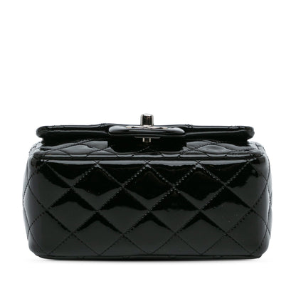 Black Chanel Mini Square Classic Patent Single Flap Crossbody Bag