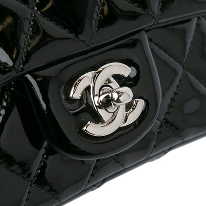 Black Chanel Mini Square Classic Patent Single Flap Crossbody Bag