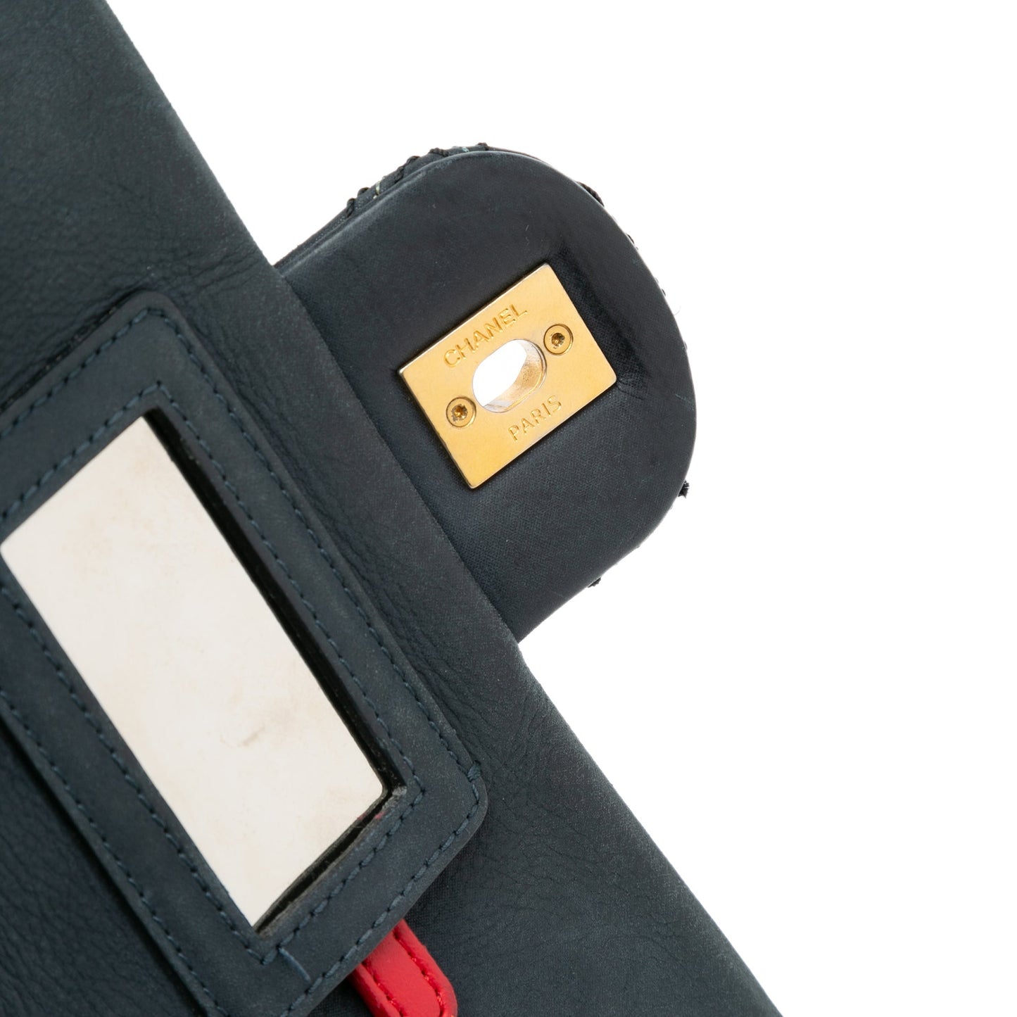 Blue Chanel Iridescent Calfskin Stitch Flap Crossbody Bag