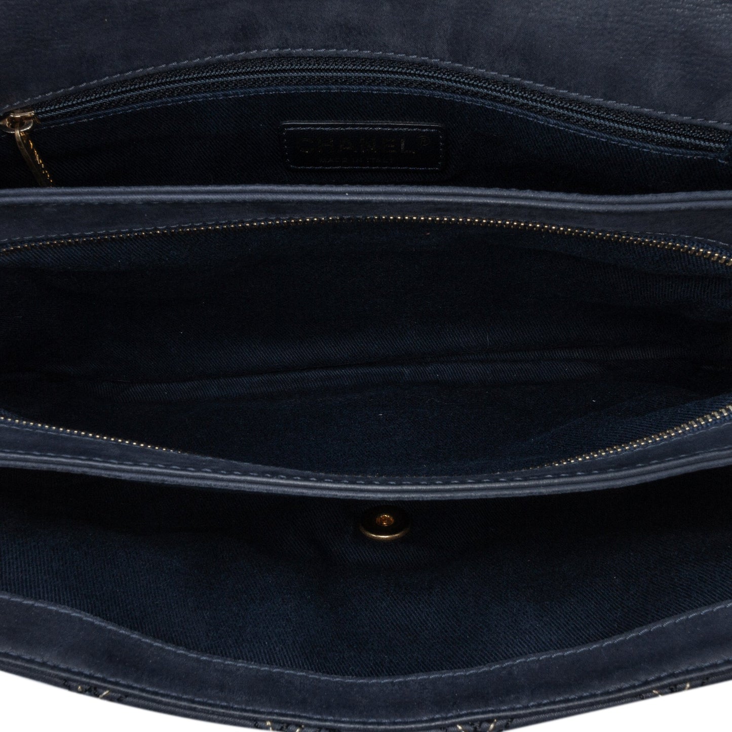 Blue Chanel Iridescent Calfskin Stitch Flap Crossbody Bag