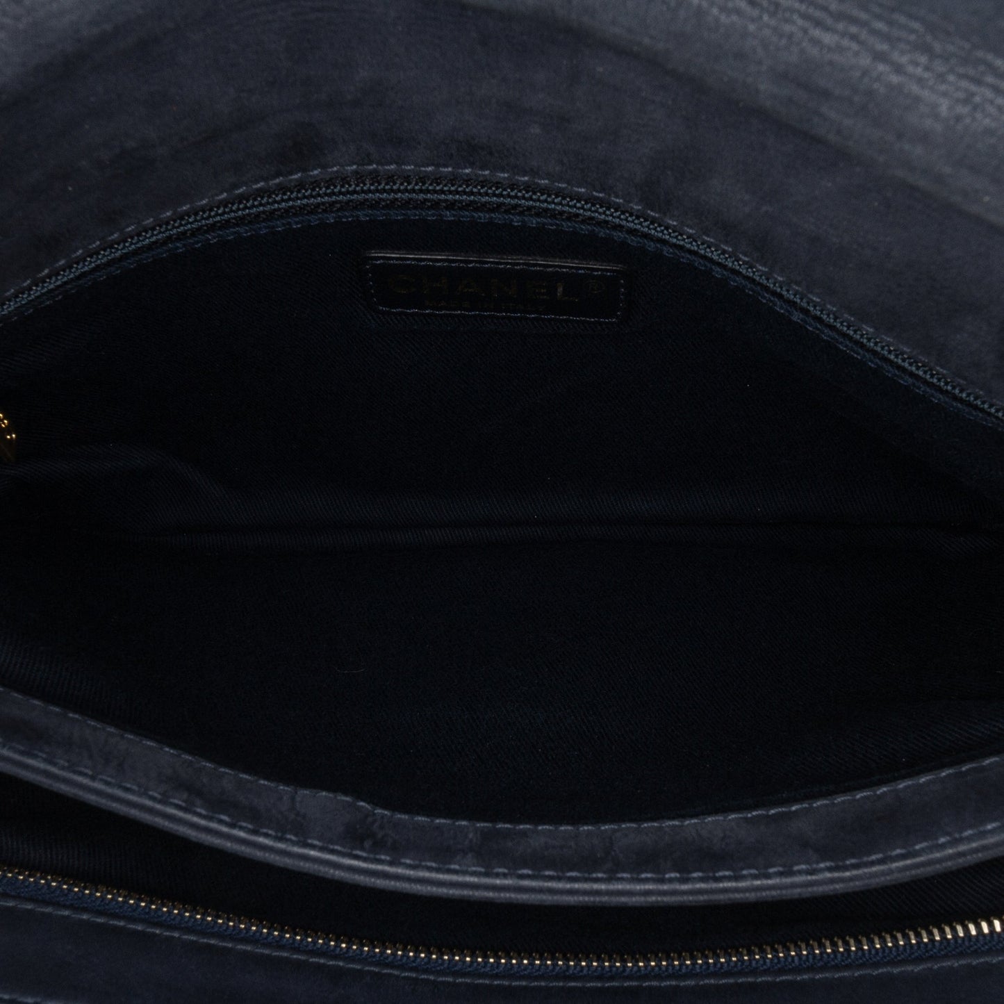 Blue Chanel Iridescent Calfskin Stitch Flap Crossbody Bag