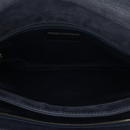 Blue Chanel Iridescent Calfskin Stitch Flap Crossbody Bag