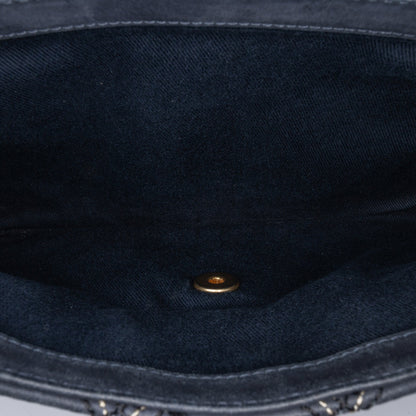 Blue Chanel Iridescent Calfskin Stitch Flap Crossbody Bag