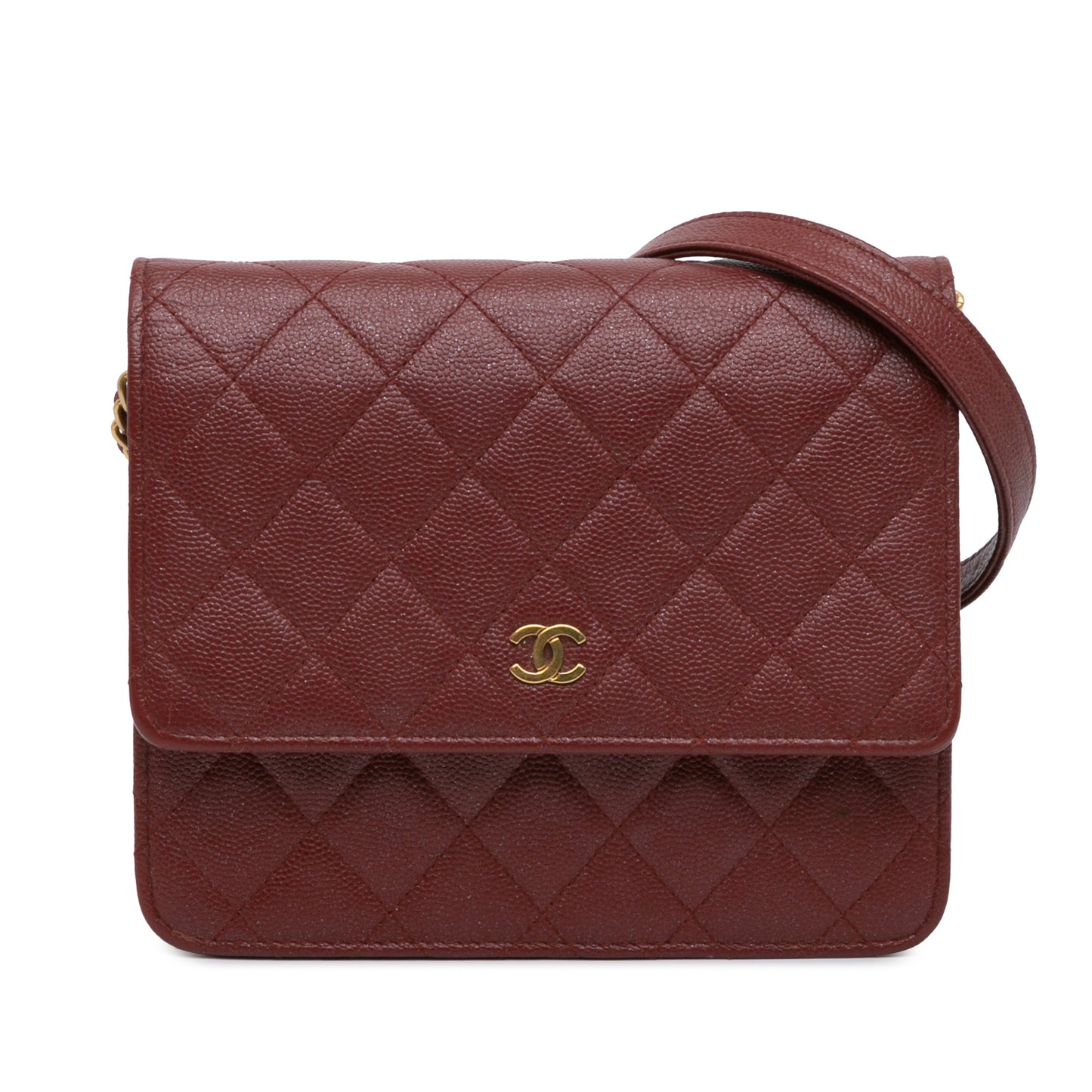 Chanel Sac Quilted Caviar Square Wallet on Chain