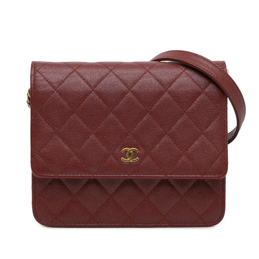 Chanel Sac Quilted Caviar Square Wallet on Chain