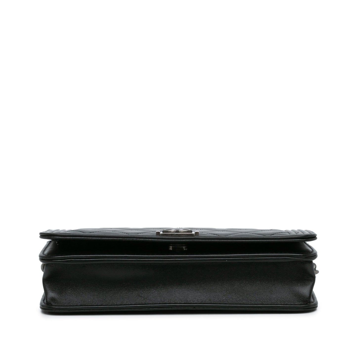 Black Chanel Lambskin Boy Wallet On Chain Crossbody Bag
