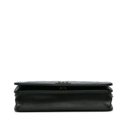 Black Chanel Lambskin Boy Wallet On Chain Crossbody Bag