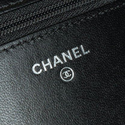 Black Chanel Lambskin Boy Wallet On Chain Crossbody Bag