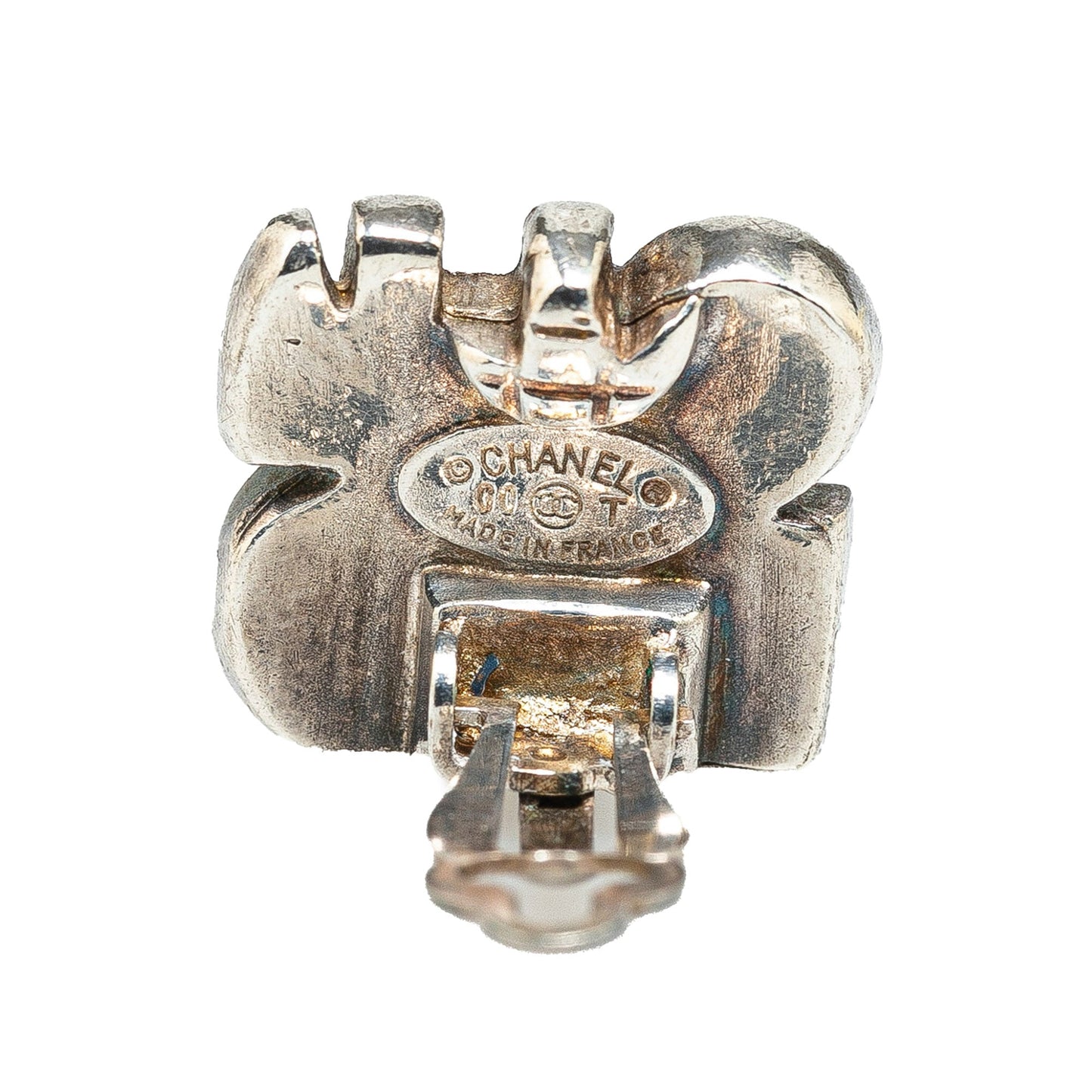 Brown Chanel Enamel Logo Clip on Earrings