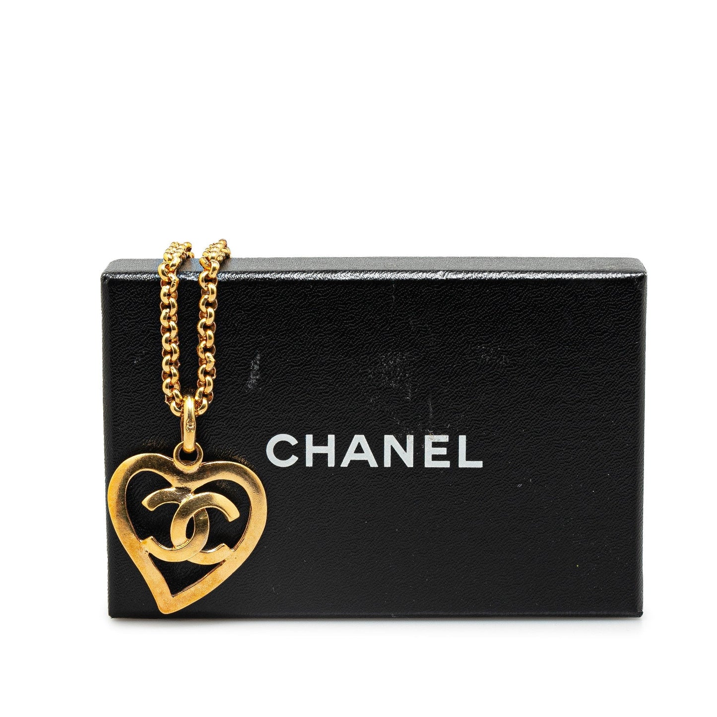 Gold Chanel Gold Plated CC Heart Pendant Necklace