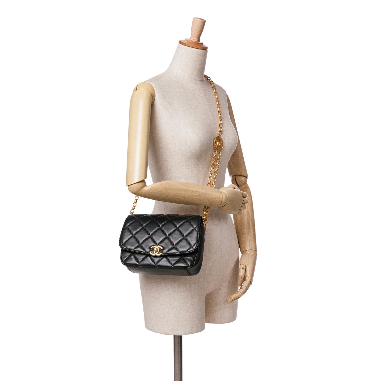 Black Chanel Quilted Lambskin CC Coin Flap Crossbody Bag