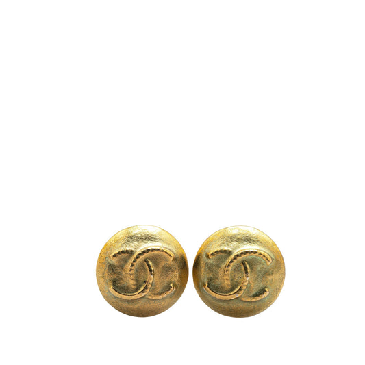 Gold Chanel Gold Plated CC Clip On Earrings