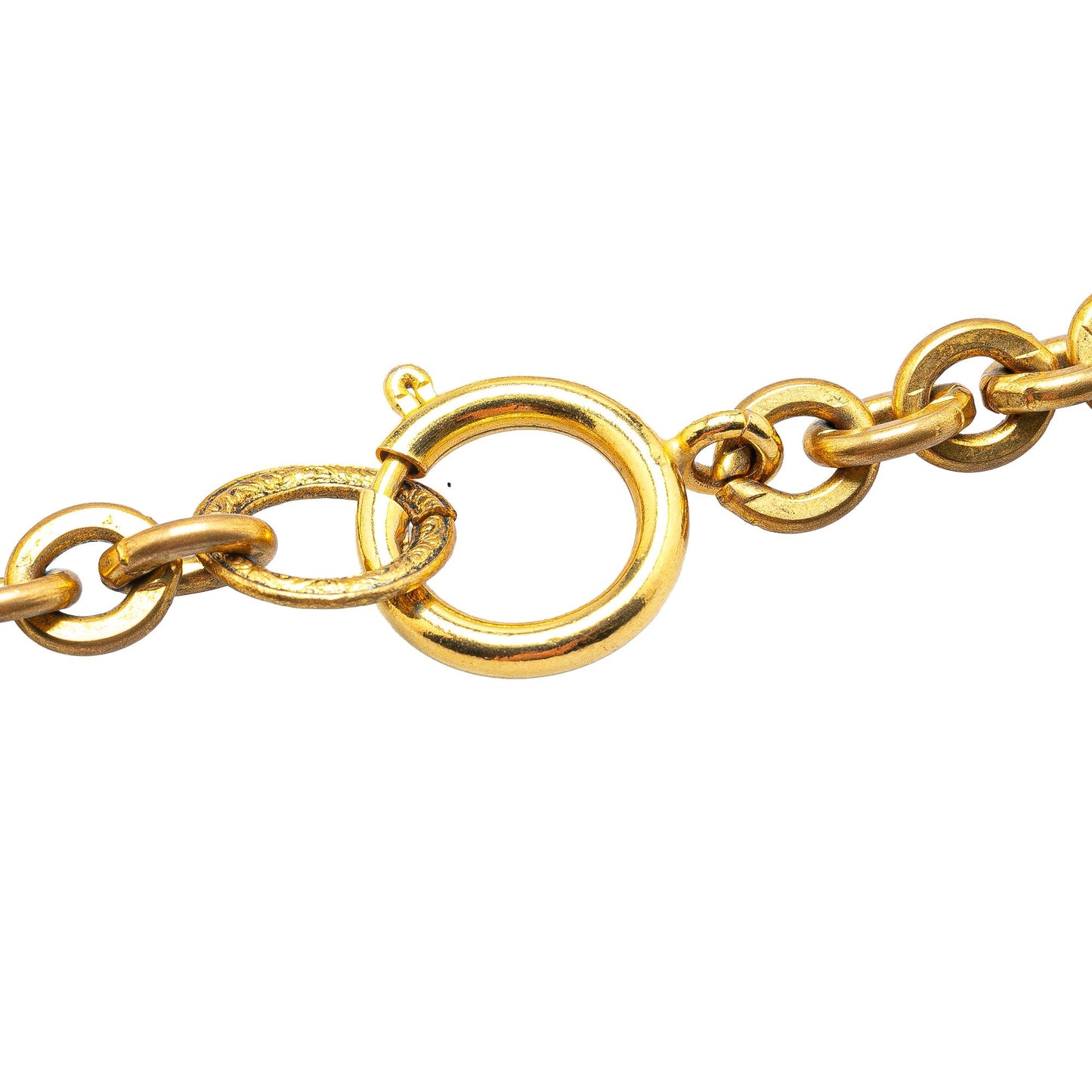 Gold Chanel Gold Plated CC Round Pendant Necklace
