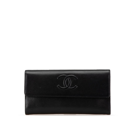 Black Chanel CC Calfskin Long Wallet