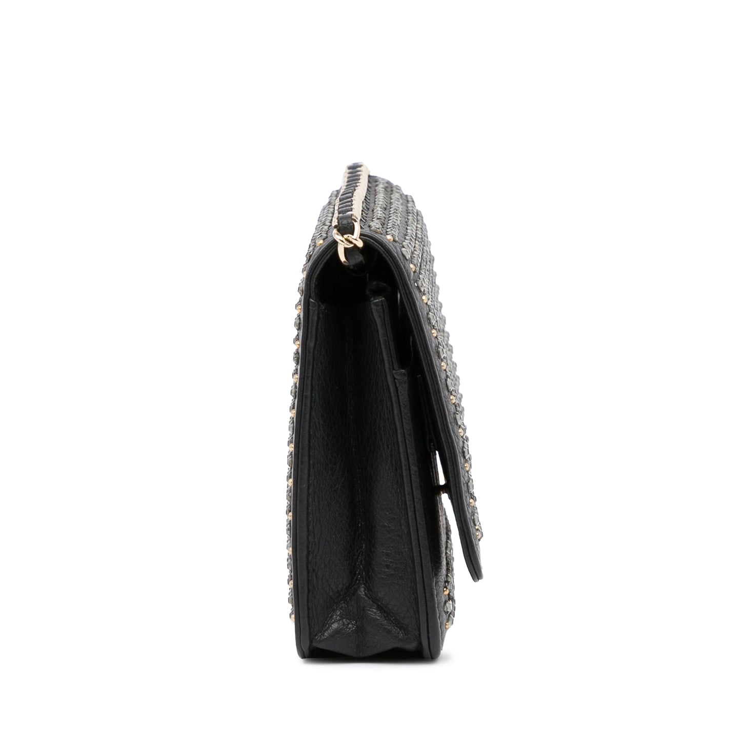 Black Chanel Studded Leather Wallet on Chain Crossbody Bag
