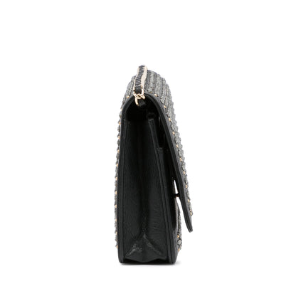 Black Chanel Studded Leather Wallet on Chain Crossbody Bag