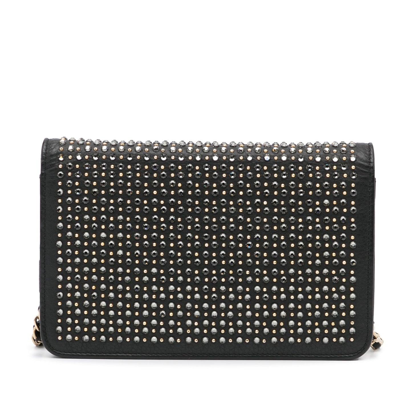 Black Chanel Studded Leather Wallet on Chain Crossbody Bag