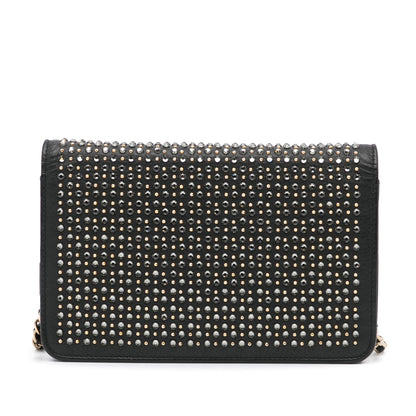 Black Chanel Studded Leather Wallet on Chain Crossbody Bag