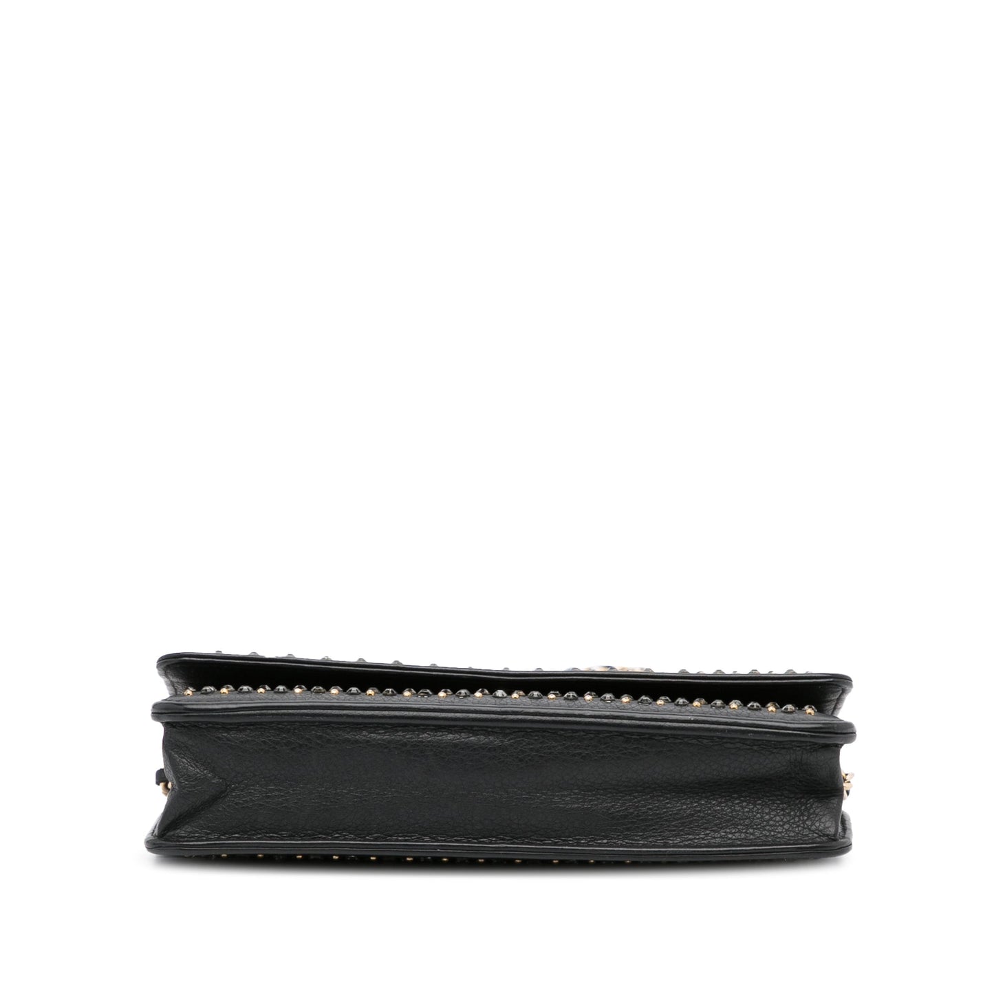 Black Chanel Studded Leather Wallet on Chain Crossbody Bag