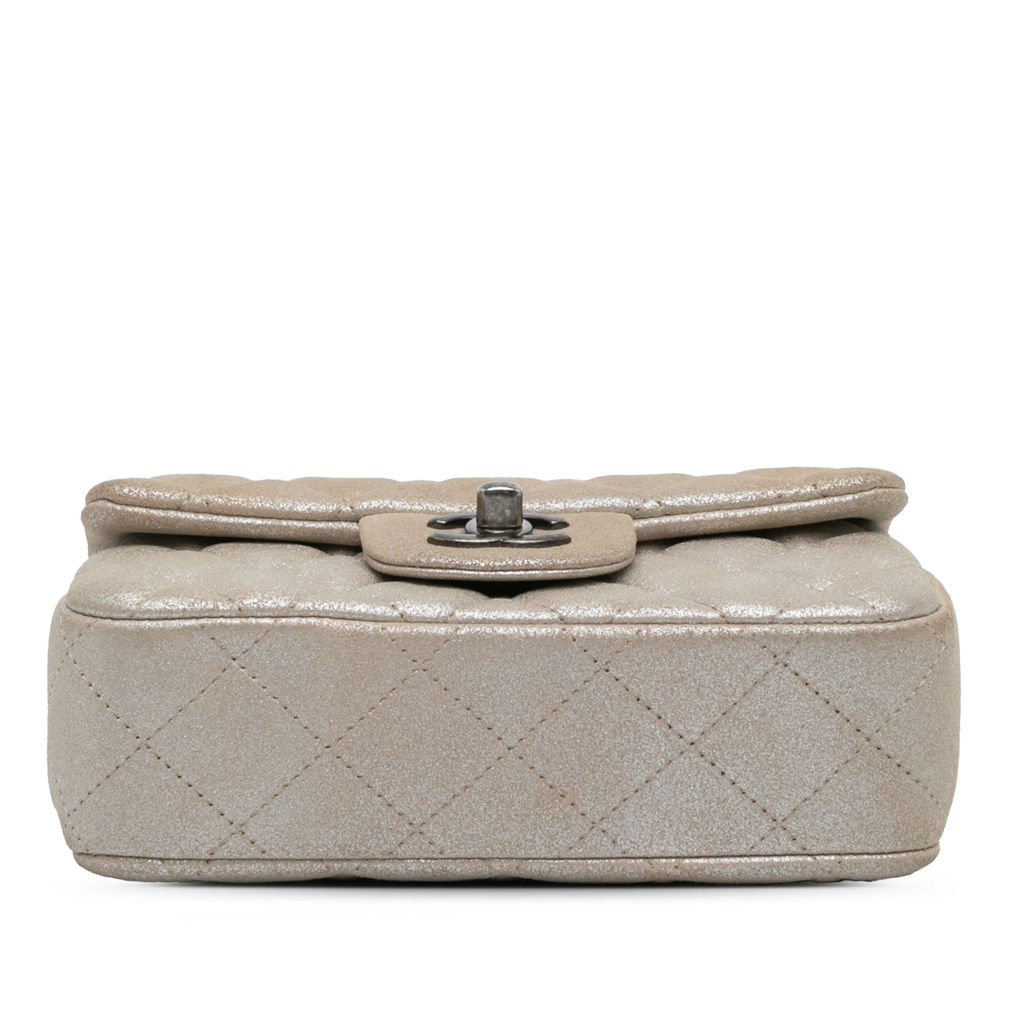 Gold Chanel Extra Mini Rectangular Classic Metallic Calfskin Single Flap Crossbody Bag