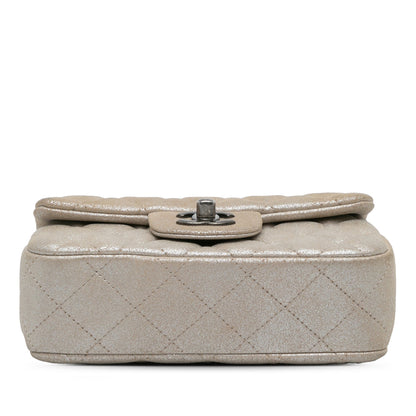 Gold Chanel Extra Mini Rectangular Classic Metallic Calfskin Single Flap Crossbody Bag