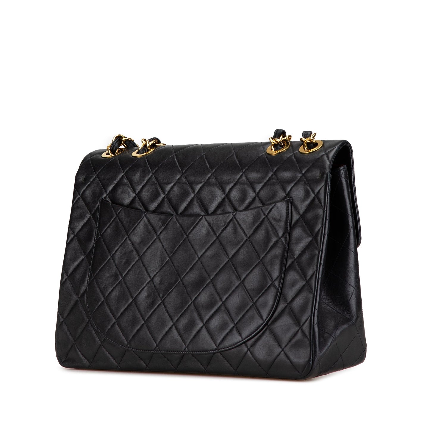 Black Chanel Maxi XL Classic Lambskin Single Flap Shoulder Bag