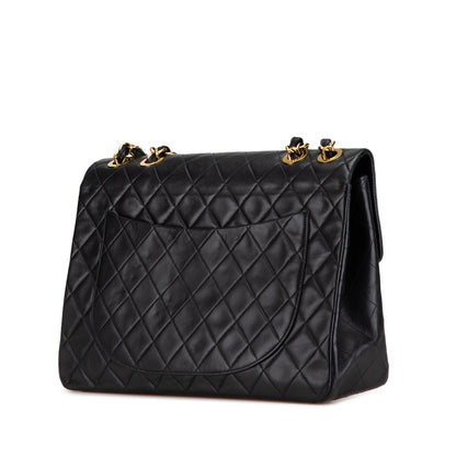 Black Chanel Maxi XL Classic Lambskin Single Flap Shoulder Bag