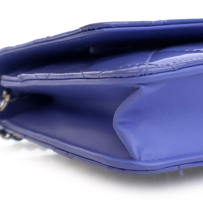 Blue Chanel CC Quilted Patent Wallet on Chain Crossbody Bag