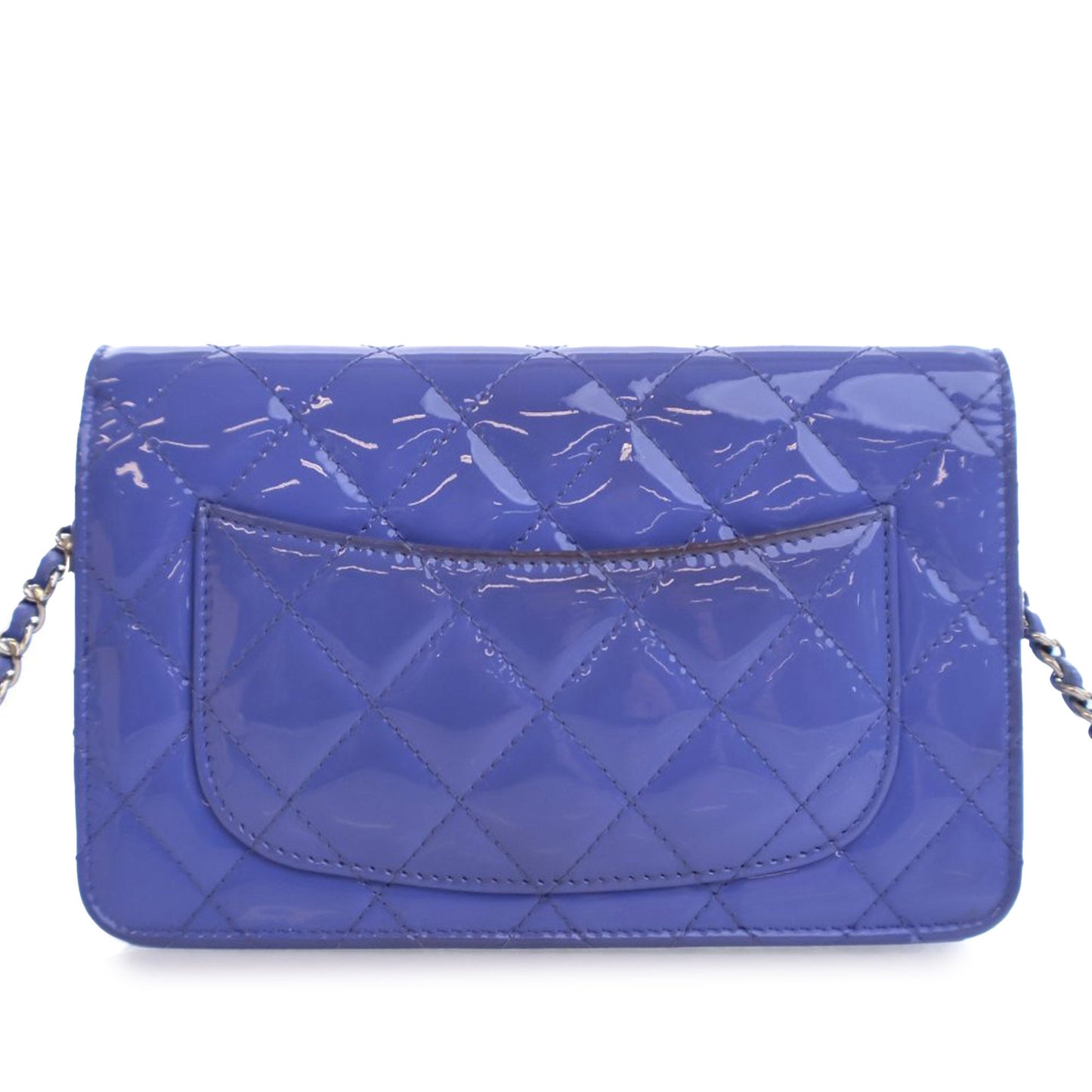 Blue Chanel CC Quilted Patent Wallet on Chain Crossbody Bag