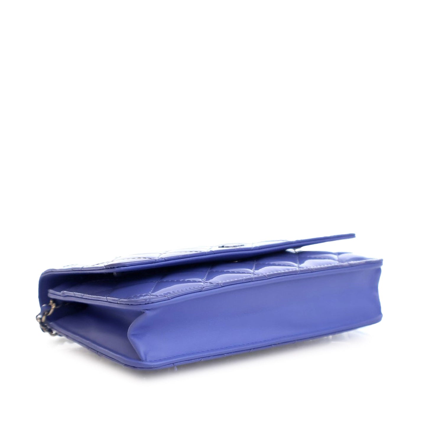 Blue Chanel CC Quilted Patent Wallet on Chain Crossbody Bag