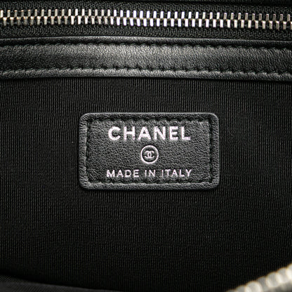 Black Chanel Large Diagonal Chevron Calfskin Tassel O Case Clutch