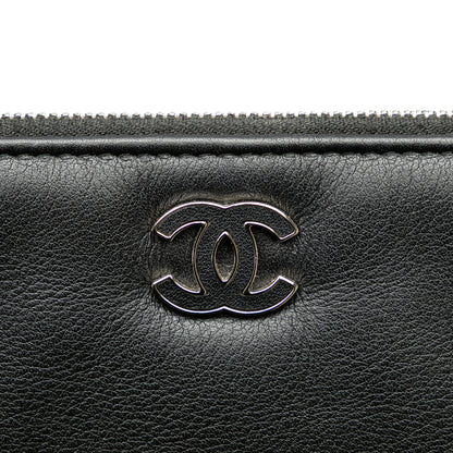 Black Chanel Large Diagonal Chevron Calfskin Tassel O Case Clutch