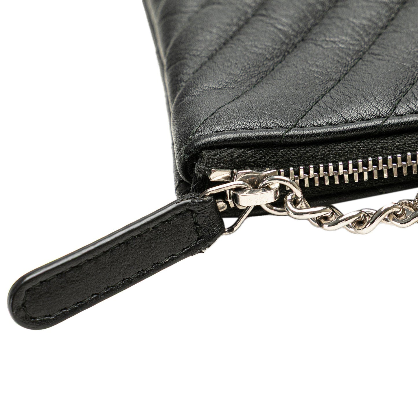 Black Chanel Large Diagonal Chevron Calfskin Tassel O Case Clutch