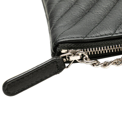 Black Chanel Large Diagonal Chevron Calfskin Tassel O Case Clutch