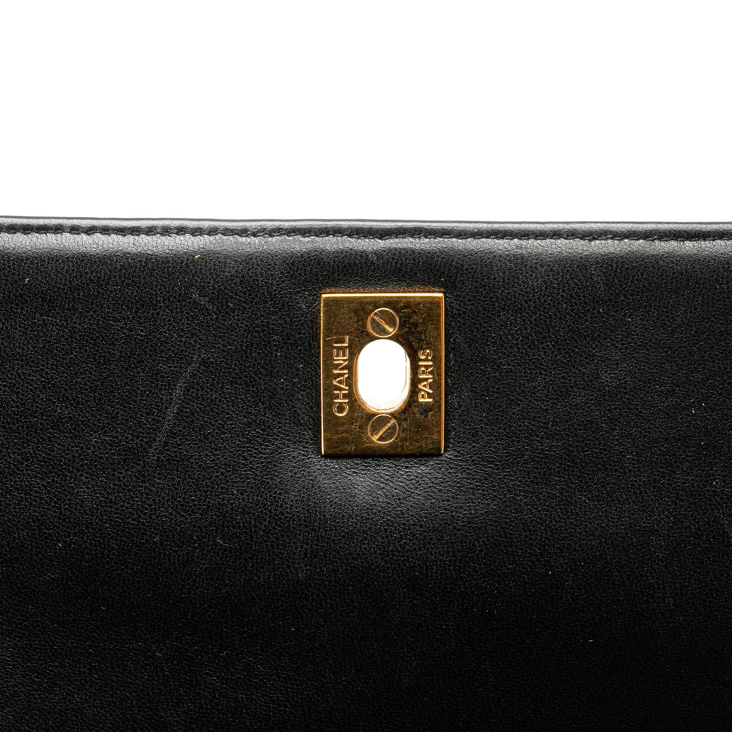 Black Chanel Medium Lambskin Kelly Top Handle Bag
