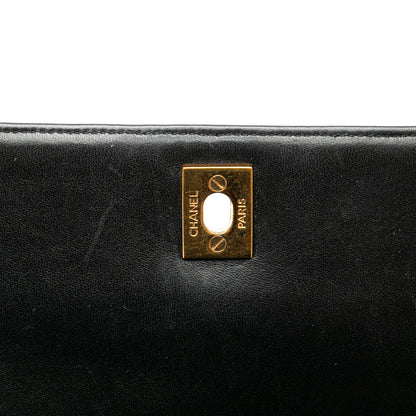 Black Chanel Medium Lambskin Kelly Top Handle Bag