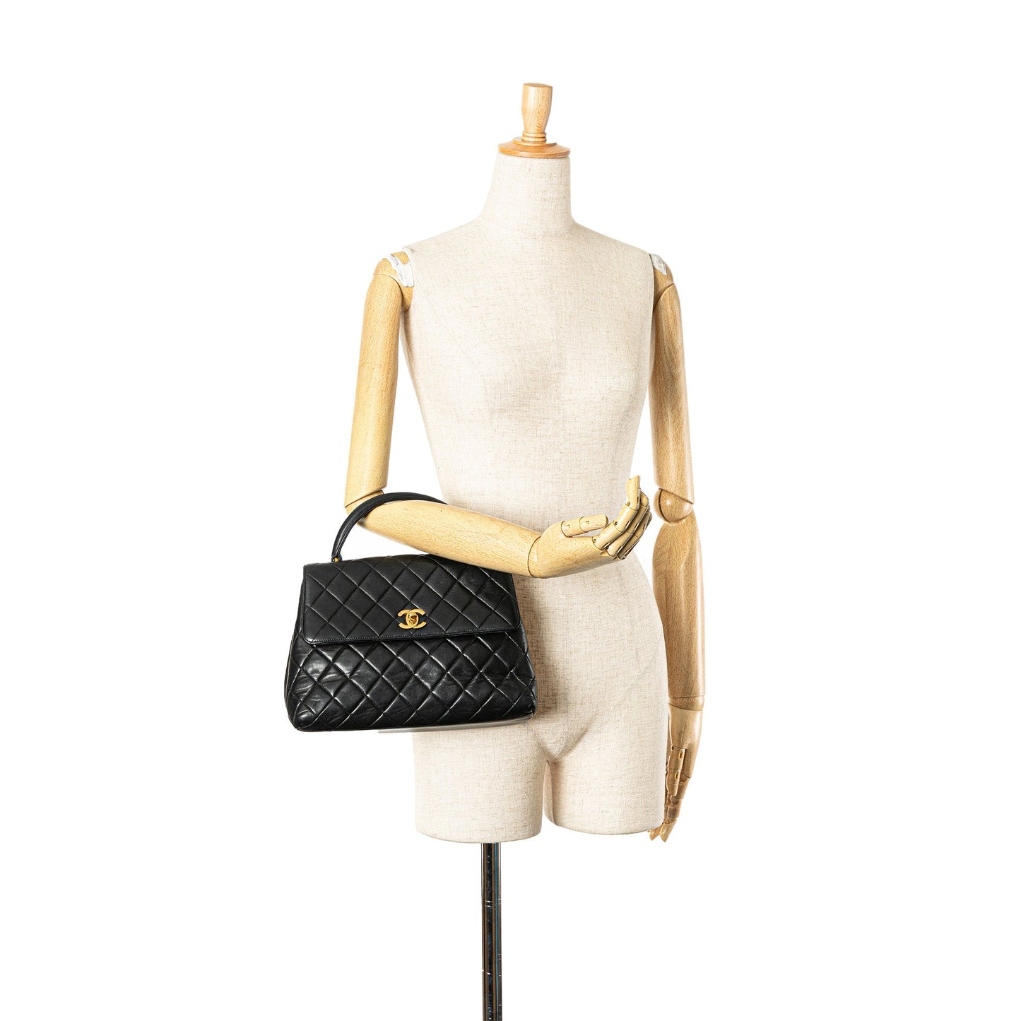 Black Chanel Medium Lambskin Kelly Top Handle Bag