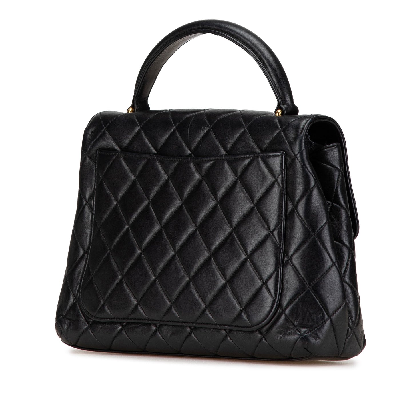 Black Chanel Medium Lambskin Kelly Top Handle Bag