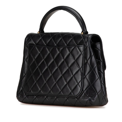 Black Chanel Medium Lambskin Kelly Top Handle Bag