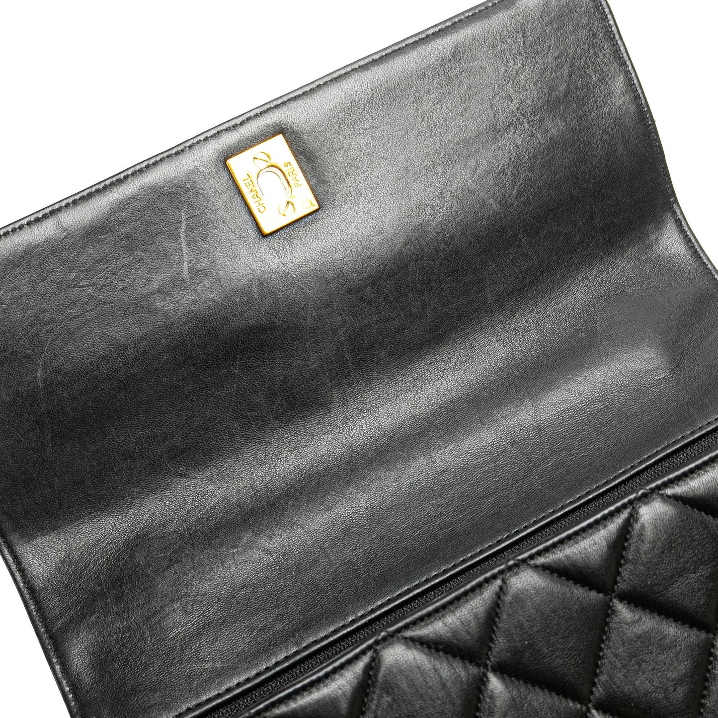 Black Chanel Medium Lambskin Kelly Top Handle Bag