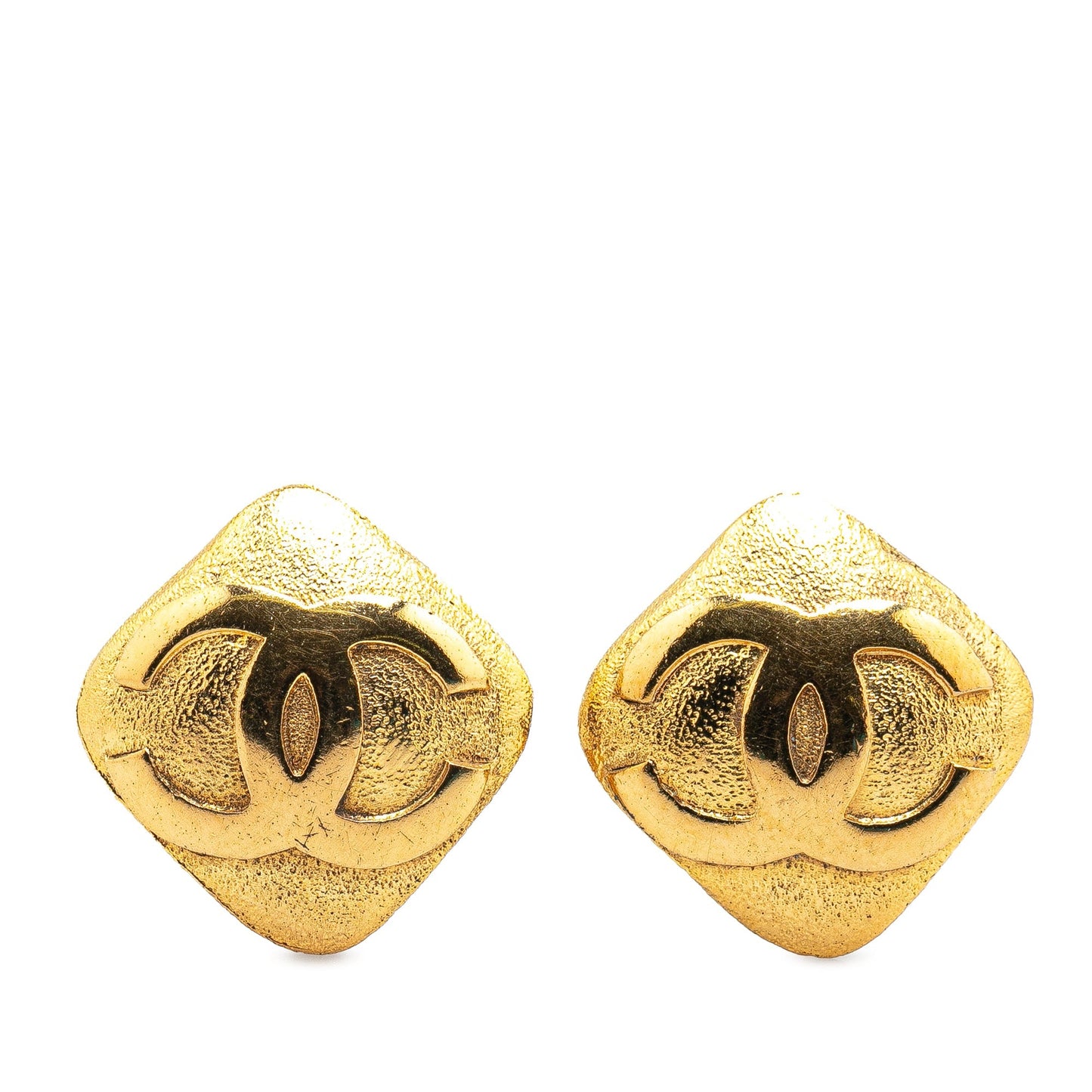 Gold Chanel Gold Plated CC Clip On Earrings